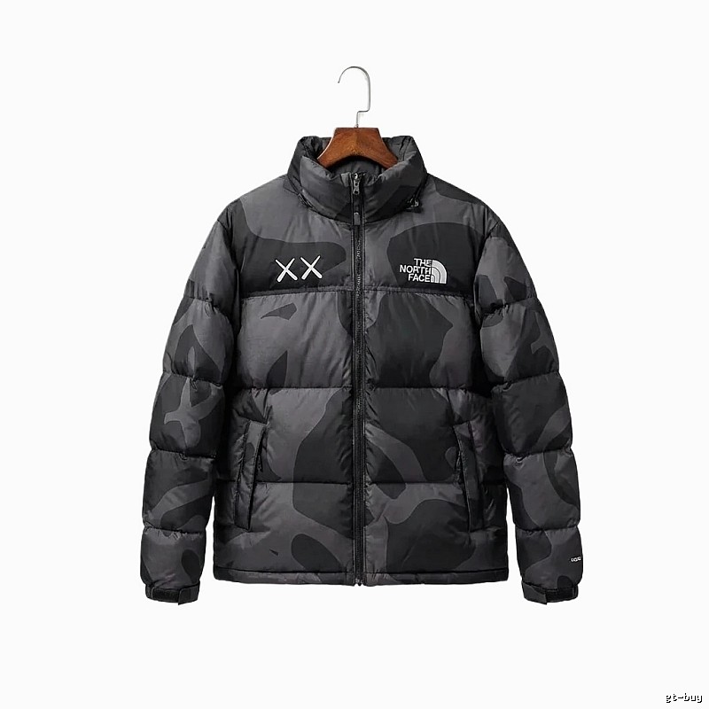 The North Face camouflage-style down jacket (black)