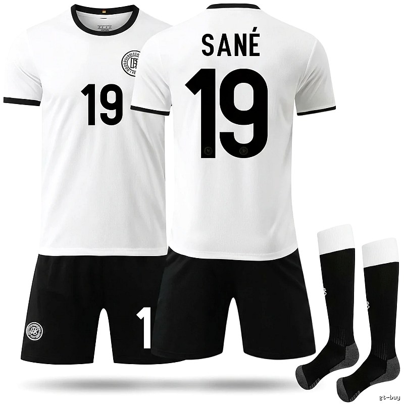 The simple black and white jersey of No. 19 of the German team.