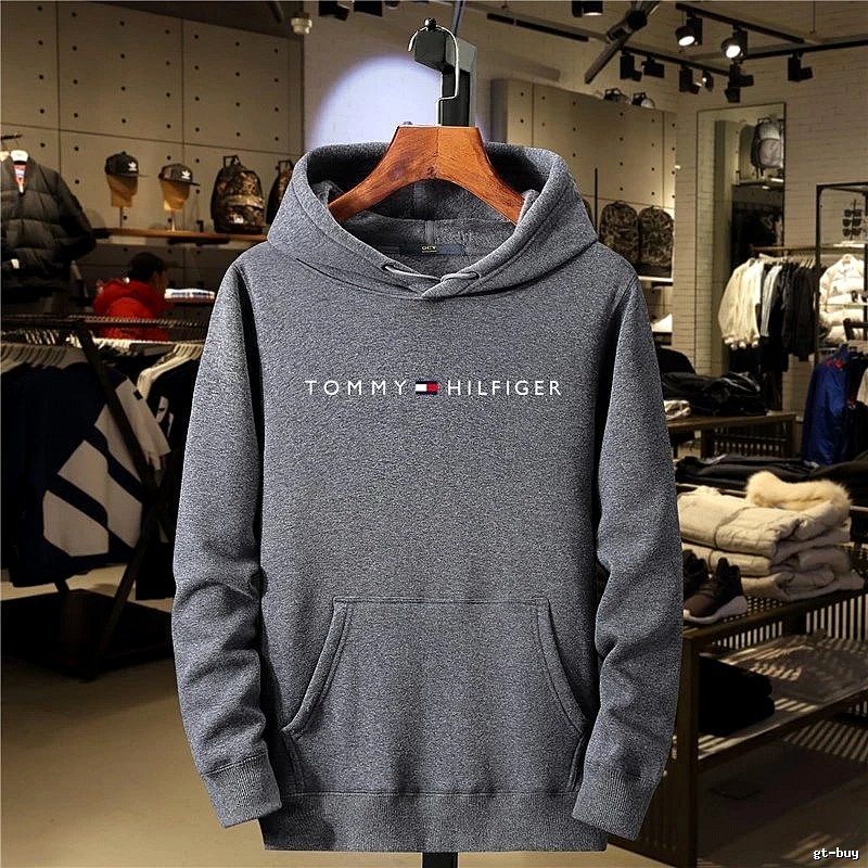 Tommy Hilfiger Dark Gray Logo Hoodie Weekend Wear