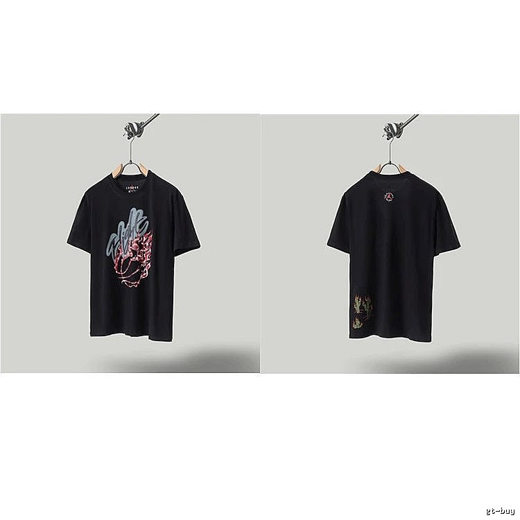 Travis Scott x Air Jordan Graffiti-style Black Short-sleeve T-shirt