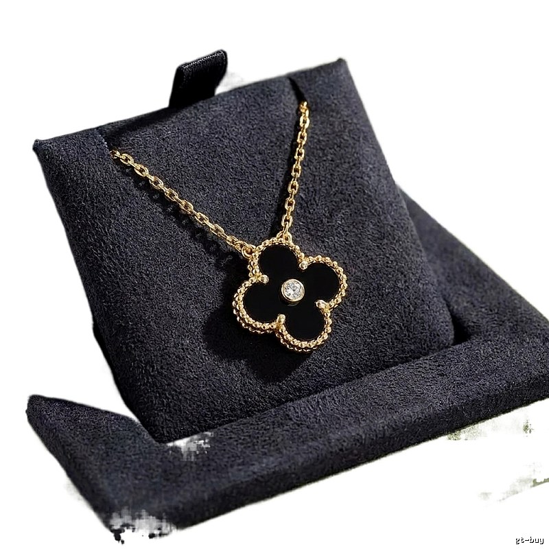 Van Cleef & Arpels Alhambra Black Flower Necklace