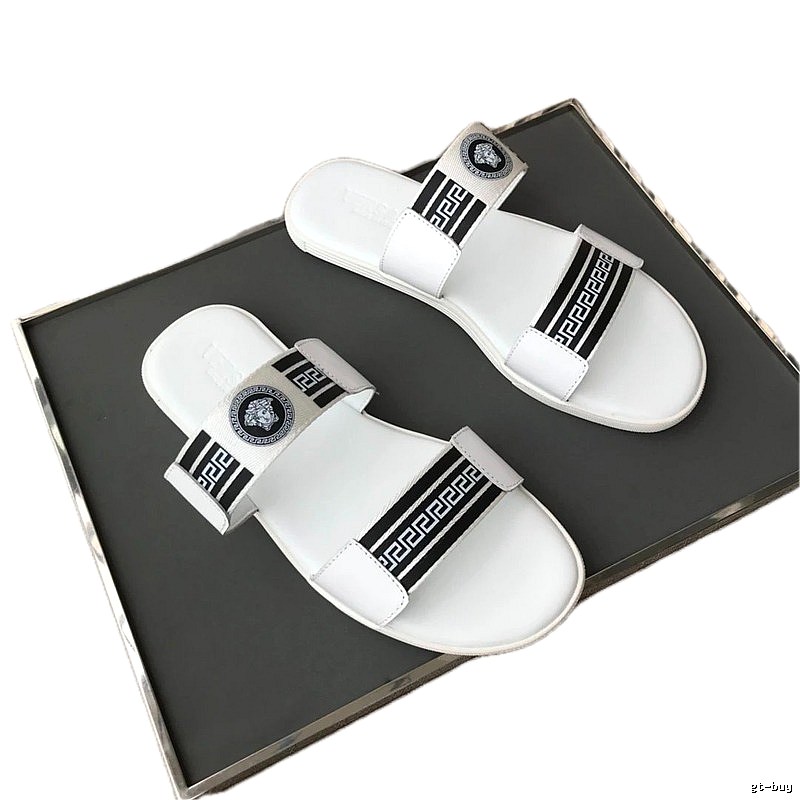 Versace Medusa Trendy Streetwear Style White Slides