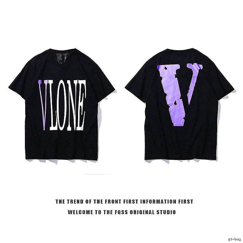 Vlone Relaxed Logo T-shirt Black Purple Vlone with Designer-Inspired Detail