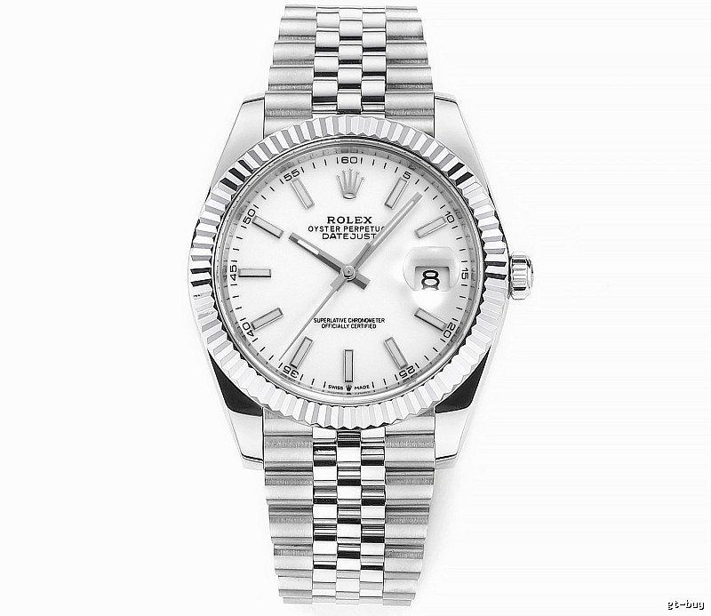 White Baton Dial Datejust Automatic Watch - Rolex Layering Edit